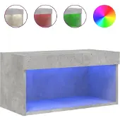 vidaXL TV-Schrank mit LED-Leuchten Betongrau 60x30x30 cm