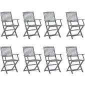 vidaXL Klappbare Gartenstühle 8 Stk. mit Kissen Massivholz Akazie