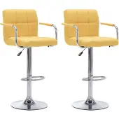 vidaXL Barhocker 2 Stk. Gelb Stoff