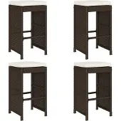 vidaXL Garten-Barhocker mit Kissen 4 Stk. Braun Poly Rattan