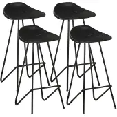 vidaXL Barhocker 4 Stk. Schwarz Echtleder