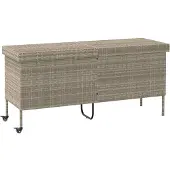 vidaXL Gartentruhe mit Rollen Hellgrau 160x55x75 cm Poly Rattan