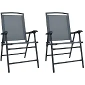 vidaXL Klappbare Gartenstühle 2 Stk. Textilene Grau