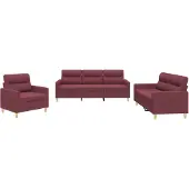 vidaXL 3-tlg. Sofagarnitur mit Kissen Weinrot Stoff