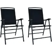 vidaXL Klappbare Gartenstühle 2 Stk. Textilene Schwarz
