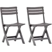 vidaXL Klappbare Gartenstühle 2 Stk. Kunststoff Mokka