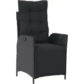 vidaXL Gartensessel mit Fußteil Verstellbar Schwarz Poly Rattan