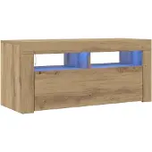 vidaXL TV-Schrank mit LED-Leuchten Artisan-Eiche 90x35x40 cm