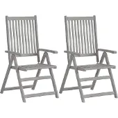 vidaXL Verstellbare Gartenstühle 2 Stk. Grau Massivholz Akazie