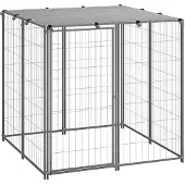 vidaXL Hundezwinger Silbern 110x110x110 cm Stahl