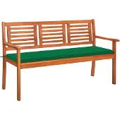 vidaXL 3-Sitzer-Gartenbank mit Auflage 150 cm Massivholz Eukalyptus