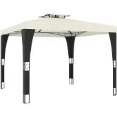 vidaXL Pavillon mit Doppeldach Creme 2,98x2,98 m Stahl