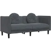 vidaXL Sofa mit Kissen 2-Sitzer Dunkelgrau Samt