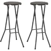vidaXL Klappbare Barhocker 2 Stk. HDPE und Stahl Braun Rattanoptik
