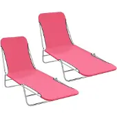 vidaXL Klappbare Sonnenliegen 2 Stk. Stahl und Stoff Rosa
