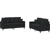 vidaXL 2-tlg. Sofagarnitur mit Kissen Schwarz Samt