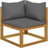 vidaXL Modular-Ecksofa mit Dunkelgrauen Kissen Akazie Massivholz