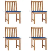 vidaXL Gartenstühle 4 Stk. mit Kissen Massivholz Teak