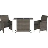 vidaXL 3-tlg. Bistro-Set mit Kissen Grau Poly Rattan