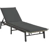 vidaXL Sonnenliege mit Auflage Hellgrau Poly Rattan