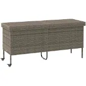 vidaXL Gartentruhe mit Rollen Grau 160x55x75 cm Poly Rattan
