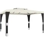 vidaXL Pavillon mit Doppeldach Creme 3,98x2,98 m Stahl