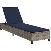 vidaXL Sonnenliege mit Auflagen Grau 55x200x25,5cm Poly Rattan