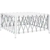 vidaXL Gartentisch Weiß 70x70x34 cm Gewebe