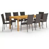 vidaXL 9-tlg. Garten-Essgruppe Braun