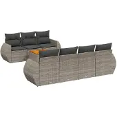 vidaXL 8-tlg. Garten-Sofagarnitur mit Kissen Grau Poly Rattan