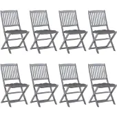 vidaXL Klappbare Gartenstühle 8 Stk. mit Kissen Massivholz Akazie