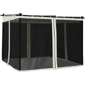 vidaXL Pavillon mit Netzwände Creme 3x3 m Stahl
