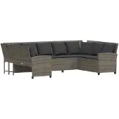 vidaXL Gartensofa mit Kissen Grau Poly Rattan