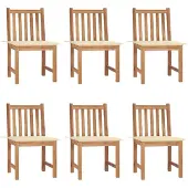 vidaXL Gartenstühle 6 Stk. mit Kissen Massivholz Teak