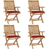 vidaXL Klappbare Gartenstühle mit Kissen 4 Stk. Massivholz Teak