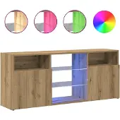 vidaXL TV-Schrank mit LED-Leuchten Artisan-Eiche 120x30x50 cm