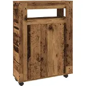 vidaXL Badschrank Schmal mit Rollen Altholz-Optik Holzwerkstoff