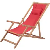 vidaXL Strandstuhl Klappbar Stoff und Massivholz Rot