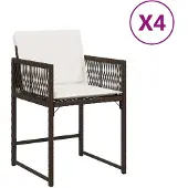 vidaXL Gartenstühle mit Kissen 4 Stk. Braun Poly Rattan