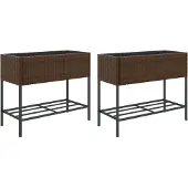 vidaXL Hochbeete mit Ablage 2 Stk. Braun 90x40x75 cm Poly Rattan