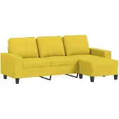 vidaXL 3-Sitzer-Sofa mit Hocker Hellgelb 180 cm Stoff