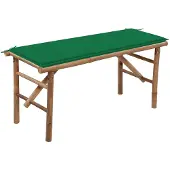vidaXL Klappbare Gartenbank mit Auflage 118 cm Bambus