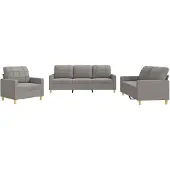 vidaXL 3-tlg. Sofagarnitur mit Kissen Taupe Stoff