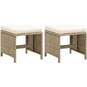 vidaXL Gartenhocker 2 Stk. mit Sitzkissen Poly Rattan Beige