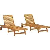 vidaXL Sonnenliegen 2 Stk. mit Rädern Massivholz Akazie