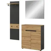Inn.Furn Garderobe Set 3-teilig "Cooper" in Artisan Eiche und grau 140 cm, Soft-Close