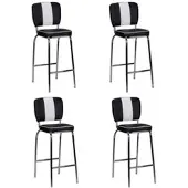 FineBuy 4er Set Barhocker American Diner Schwarz 50er Jahre Retro Barstuhl Sitzfläche mit Rücken-Lehne Fußstütze Sitzhöhe 76 cm