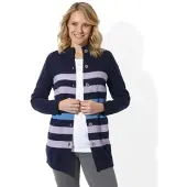 Sieh an! Long-Strickjacke in marine-lavendel | Gr.: 38