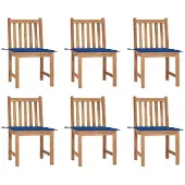 vidaXL Gartenstühle 6 Stk. mit Kissen Massivholz Teak