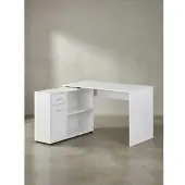 KADIMA DESIGN Schreibtisch mit Regal-Platte, integriertes Regal, flexibel aufstellbar in Weiß | Gr.: onesize